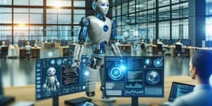 futuristic business automation with AI technology