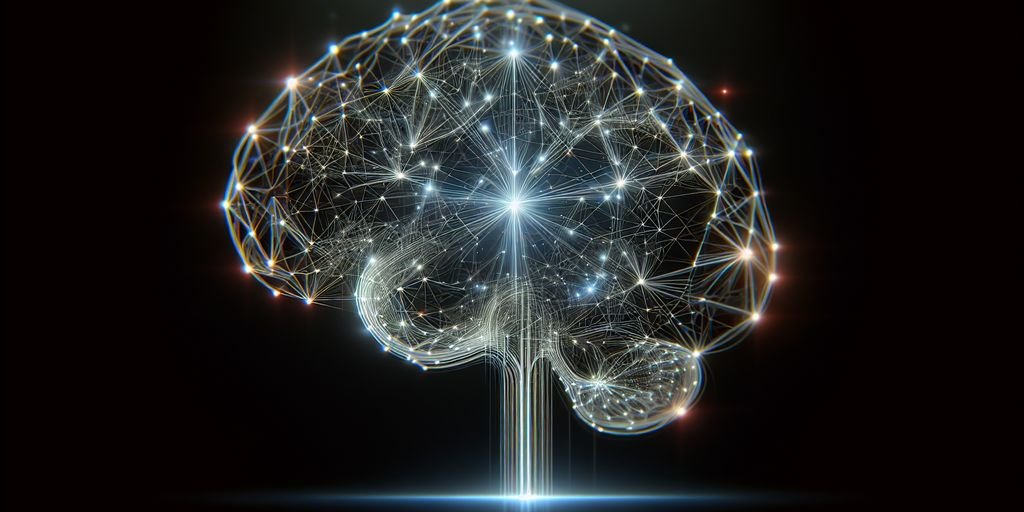 AI technology abstract concept, digital brain, futuristic network illustration